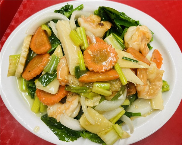 Shrimp w. Sweet Pea Leaves