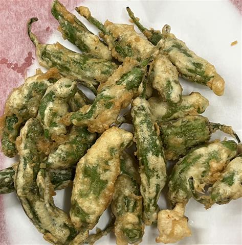 Crispy fried shishito peppers